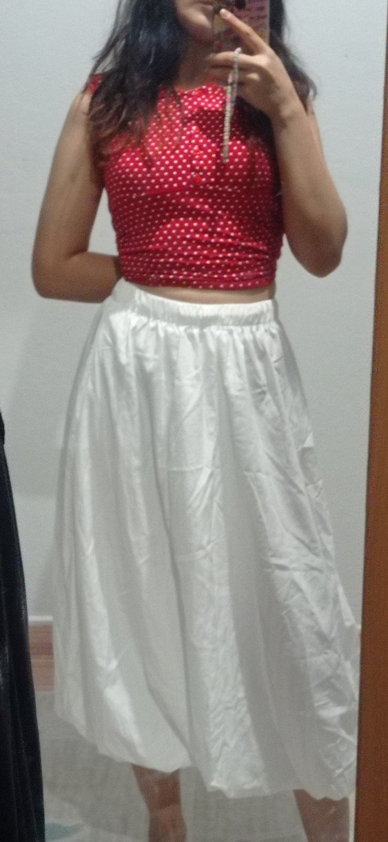 uzun beyaz balon etek - Görsel 2