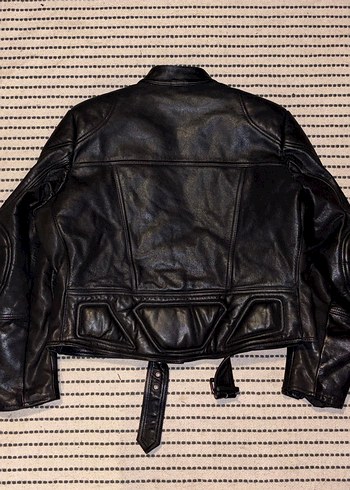 Siyah Deri Biker Ceket, Tokalı, Slim Fit - Görsel 2