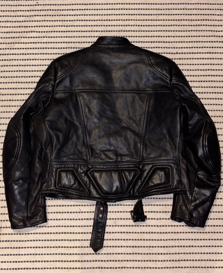 Siyah Deri Biker Ceket, Tokalı, Slim Fit - Görsel 2