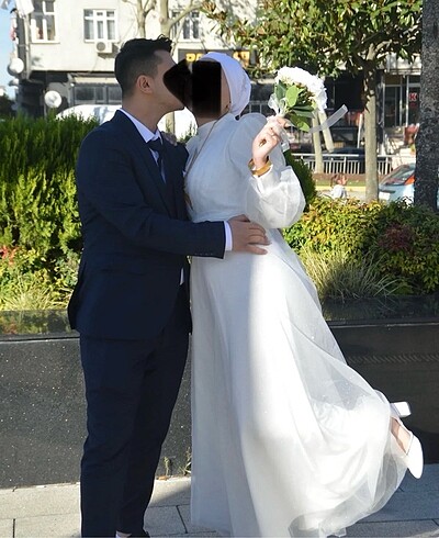 40 Beden beyaz Renk Tesettür Nikah elbisesi