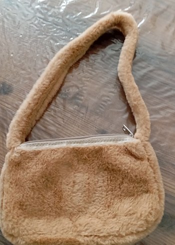 Bej Peluş Kadın Omuz Çantası