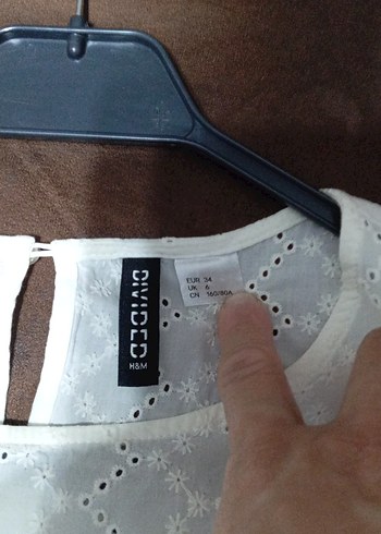 H&M Düğmeli Pamuklu Beyaz Kısa Kollu Bluz