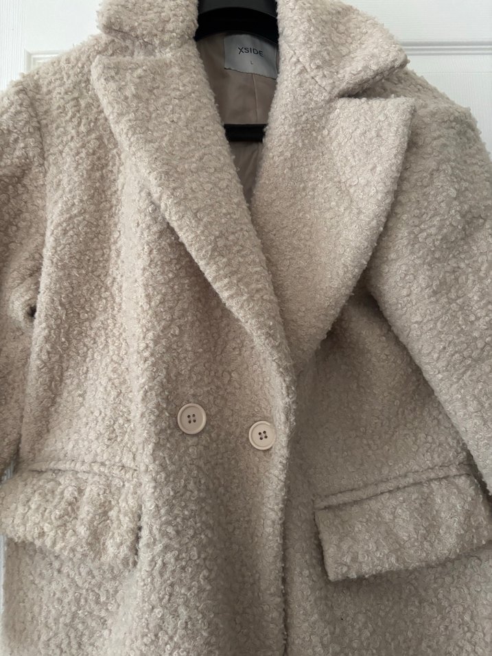 Bej Midi Kadın Kürklü Klasik Palto - Görsel 3