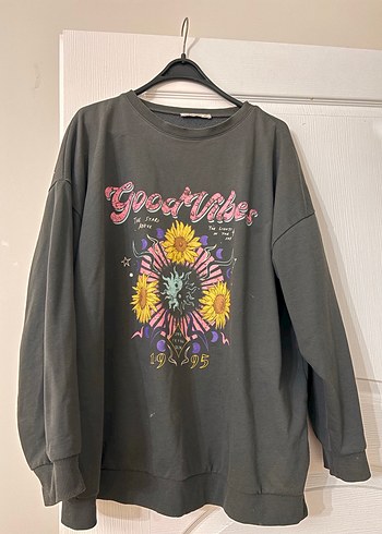 Gri Bohem Baskılı Kadın Sweatshirt - Görsel 2