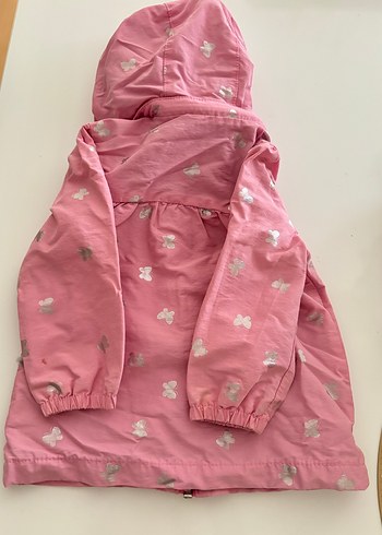 Kız Çocuk Pembe Kapüşonlu Fermuarlı Yağmurluk - Görsel 2