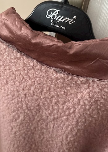 Kadın Pudra Peluş Midi Kaban - Görsel 4