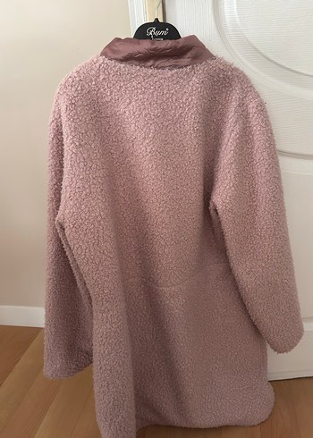 Kadın Pudra Peluş Midi Kaban - Görsel 3