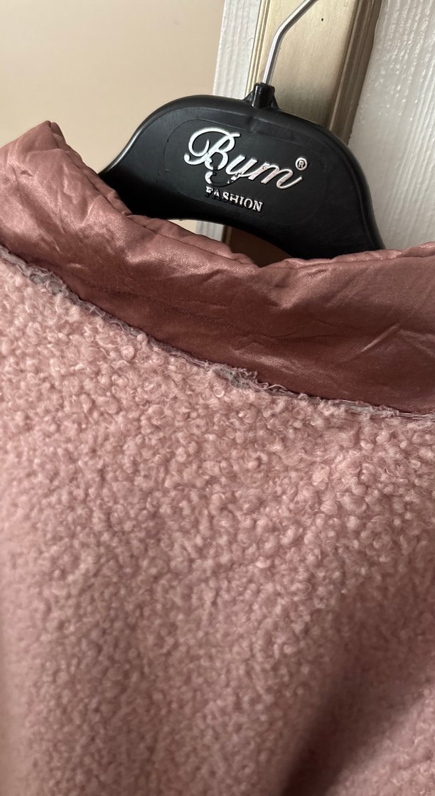 Kadın Pudra Peluş Midi Kaban - Görsel 4