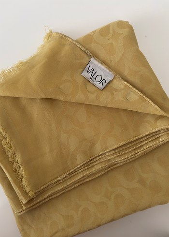 Valorscarf Şal  Kadın Sarı Saten Drapeli Fular - Görsel 2