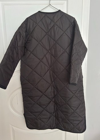 Düğmeli Siyah Uzun Kadın İnce Mont - Görsel 2