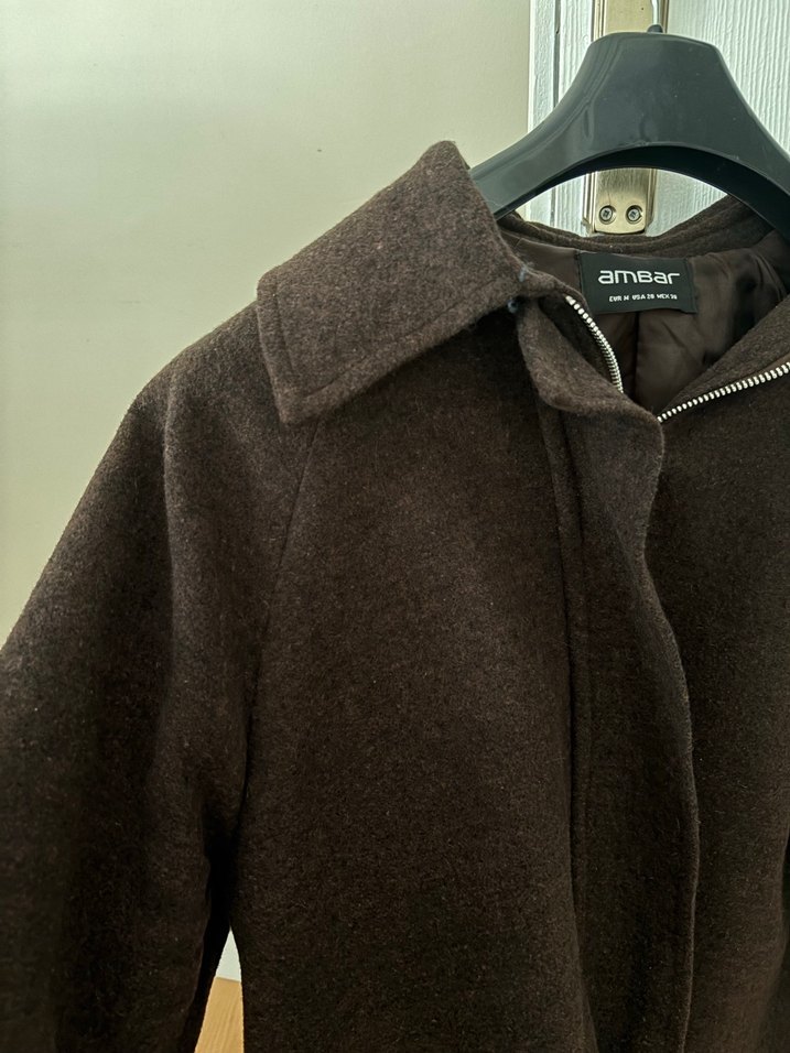 Kahverengi Fermuarlı Kadın Midi kaban ceket - Görsel 3