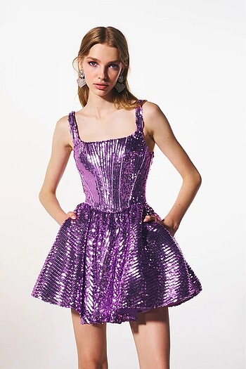 New Arrivals mor mini elbise