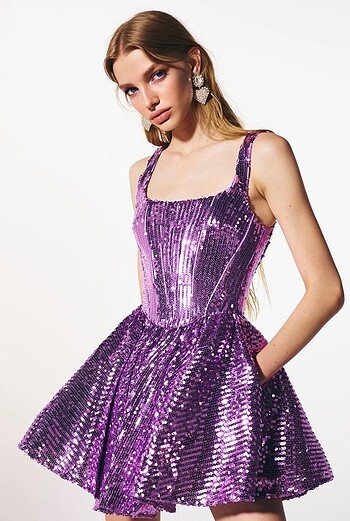 xs Beden mor Renk New Arrivals mor mini elbise