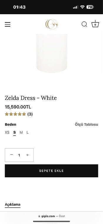 xs Beden beyaz Renk Gigiis Zelda beyaz elbise