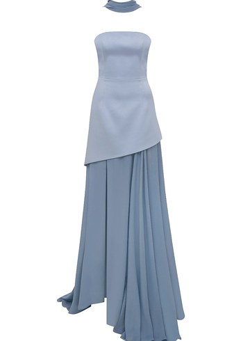 OPULENCE Mavi Uzun Elbise - Görsel 2