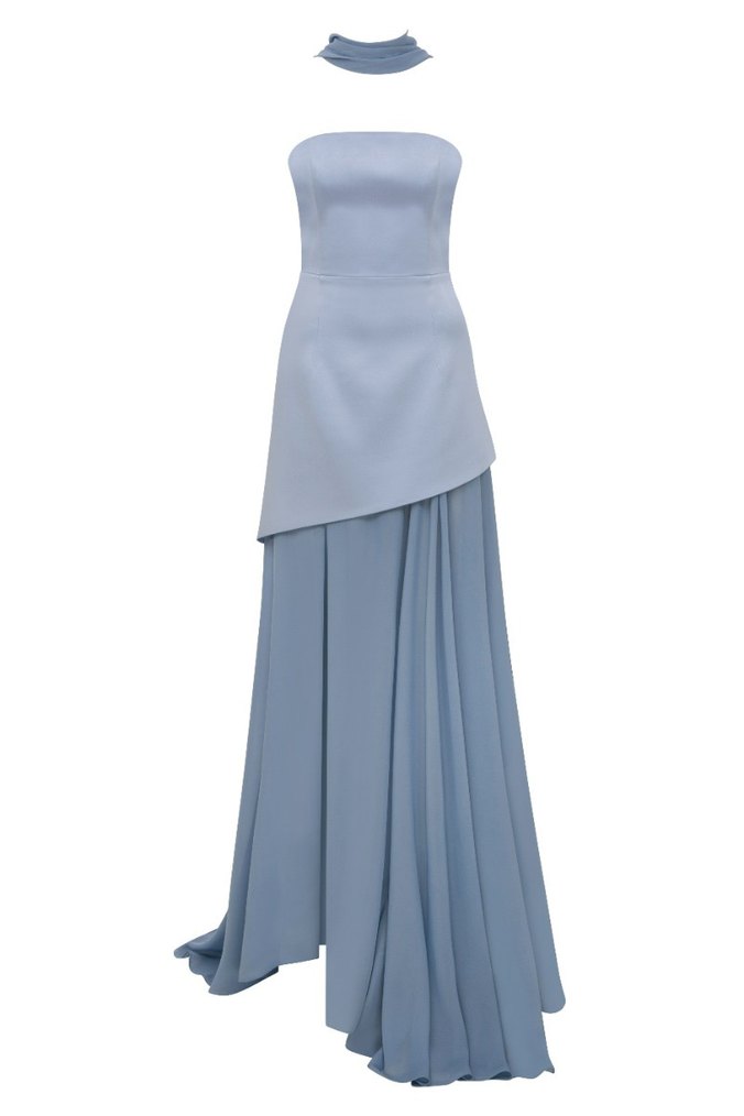 OPULENCE Mavi Uzun Elbise - Görsel 2