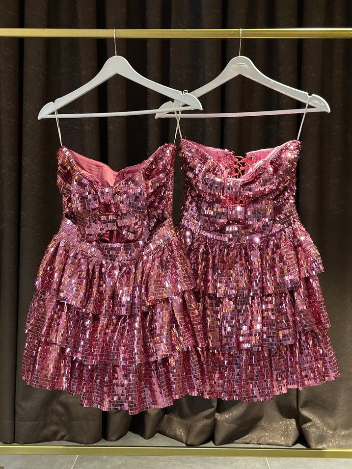 New Arrivals Lunara Pembe Straplez Mini Elbise - Görsel 4