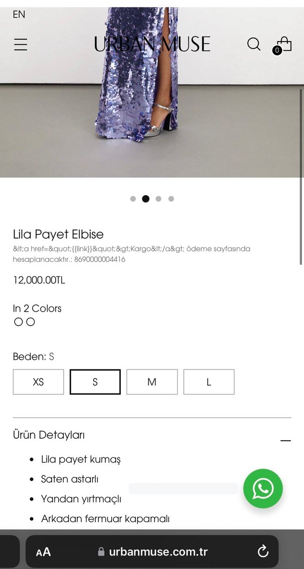 Urban Muse Mor Parlak Pul İşlemeli Uzun Elbise - Görsel 2