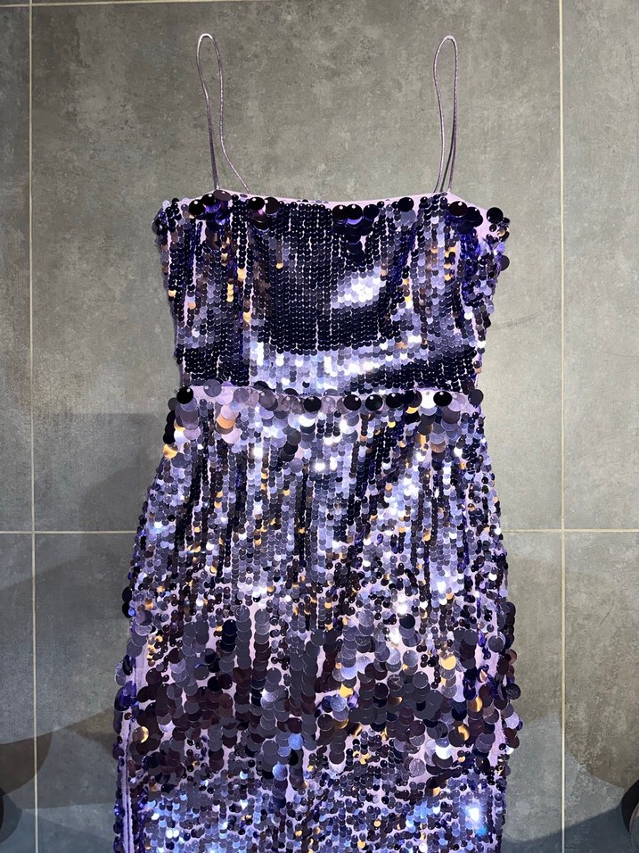 Urban Muse Mor Parlak Pul İşlemeli Uzun Elbise - Görsel 3