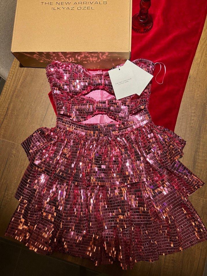 New Arrivals Lunara Pullu Mini Straplez Elbisesi - Görsel 3