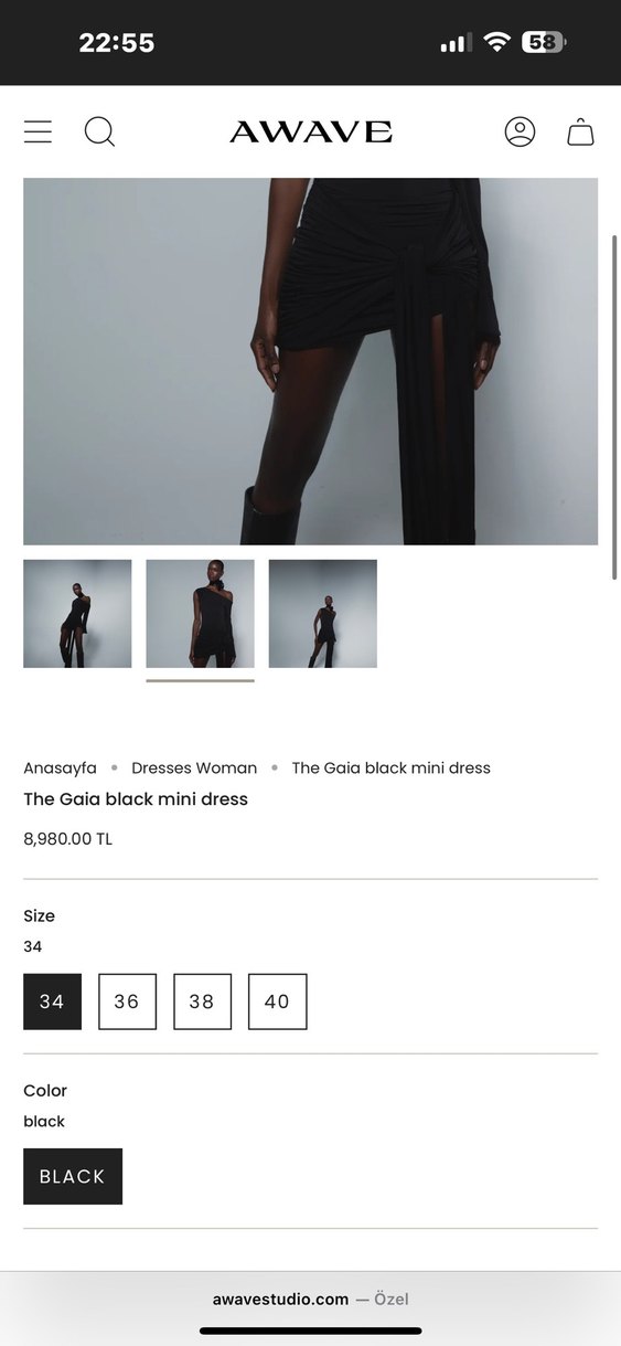 Awave a Wave Studio Mini Siyah Elbise - Görsel 5