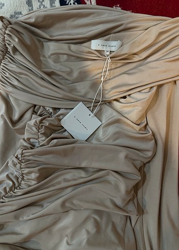 Awave a Wave Studio Bej Drapeli Mini Elbise - Görsel 3