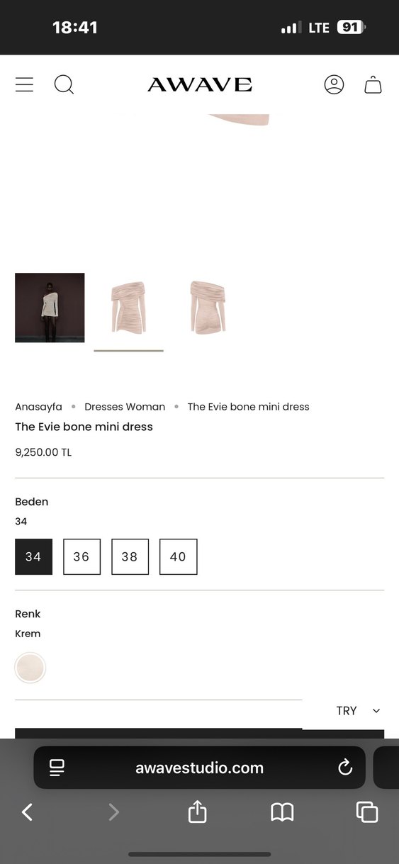 Awave a Wave Studio Bej Drapeli Mini Elbise - Görsel 4