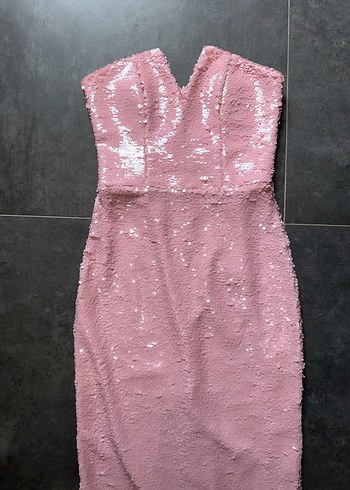 Urban Muse Straplez Uzun Pembe Abiye Elbise - Görsel 4