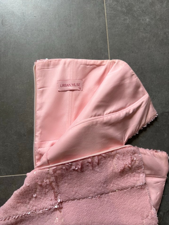 Urban Muse Straplez Uzun Pembe Abiye Elbise - Görsel 5