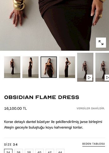 Glambils Kahverengi Drapeli Uzun Elbise - Görsel 6