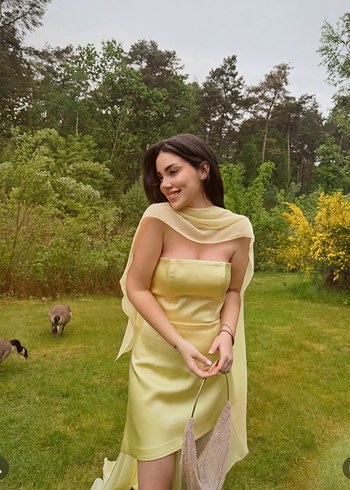 OPULENCE Sarı Uzun Abiye Elbise - Görsel 6