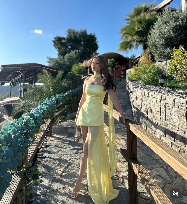 OPULENCE Sarı Uzun Abiye Elbise - Görsel 2