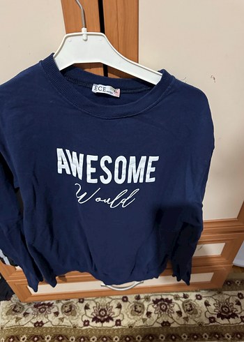 Mavi Parlak Baskılı Kadın Sweatshirt - Görsel 2