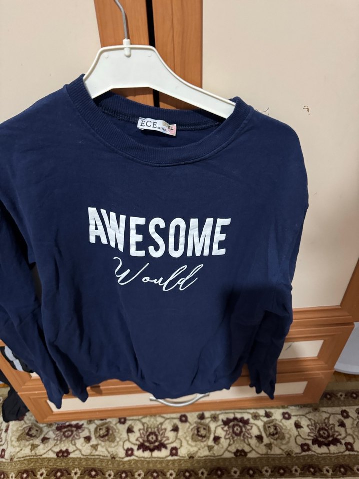 Mavi Parlak Baskılı Kadın Sweatshirt - Görsel 2