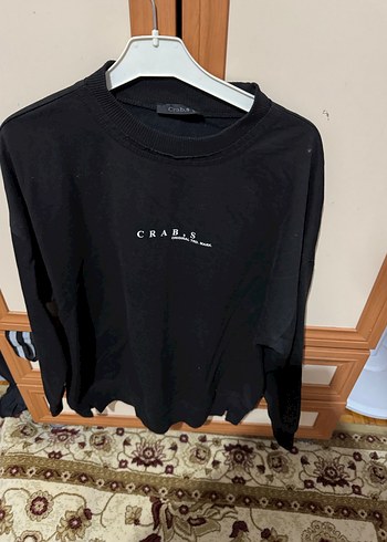 Kadın siyah Süet Uzun Kollu Sweatshirt - Görsel 3