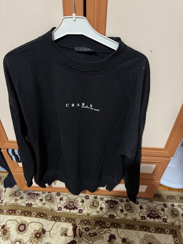 Kadın siyah Süet Uzun Kollu Sweatshirt - Görsel 3