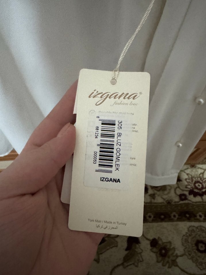 Beyaz Nakışlı Mini Hamile Bluzu - Görsel 2