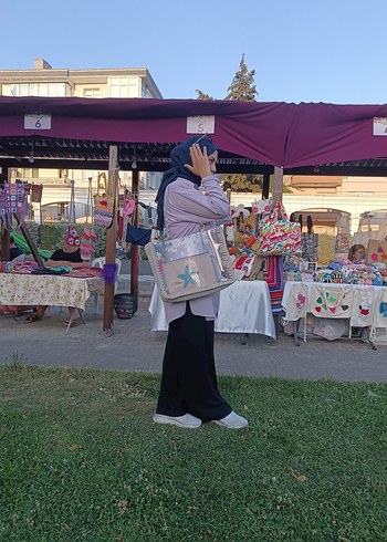 Beden Gri Dantel Detaylı Şeffaf Kadın Çanta