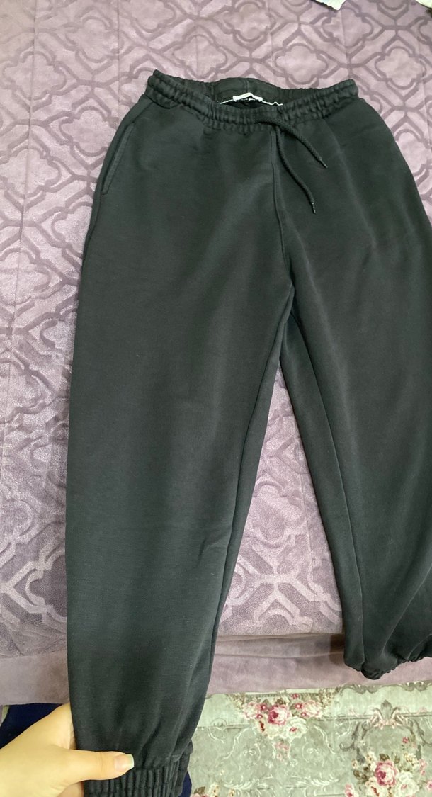 Addax siyah Kadın Keten Jogger Eşofman - Görsel 3