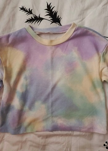 Kızlar için Pastel Batik Desenli Uzun Kollu Tişört - Görsel 2