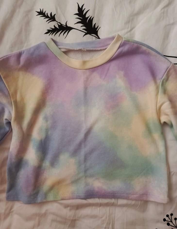 Kızlar için Pastel Batik Desenli Uzun Kollu Tişört - Görsel 2