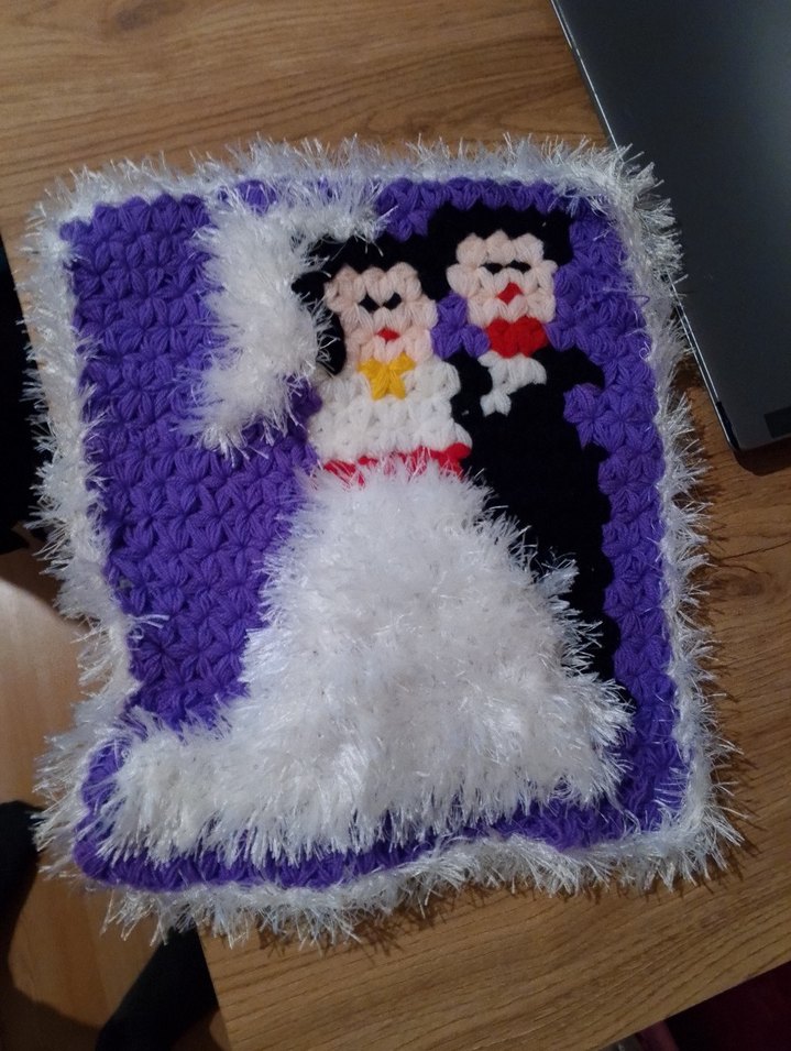 Renkli Örgü Gelin ve Damat Banyo Süngeri - Görsel 2