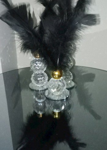 Siyah Tüylü Dekoratif Mumluk - Görsel 2