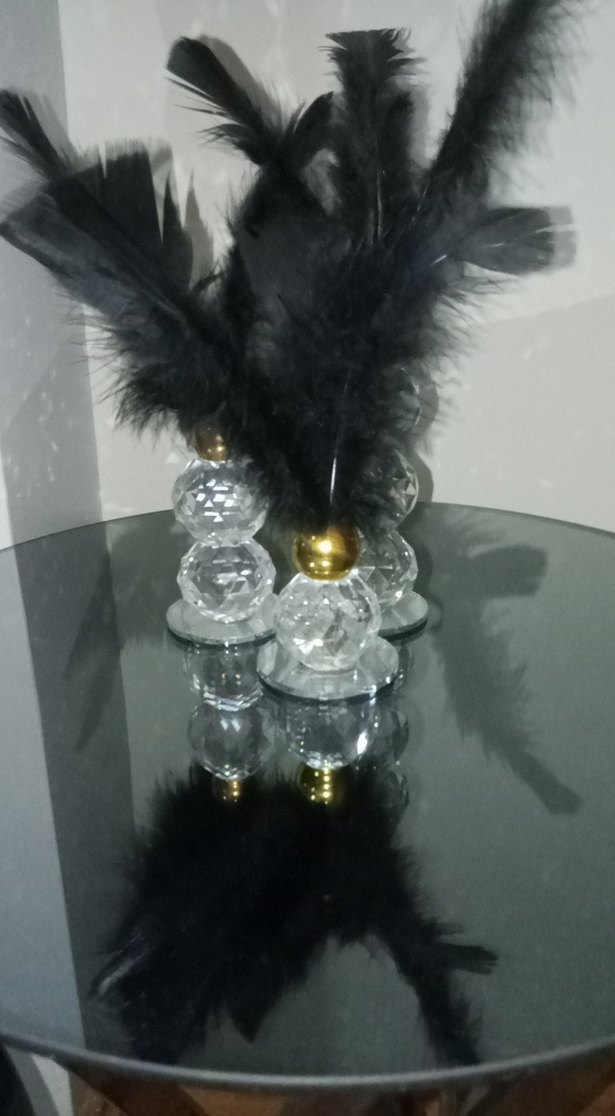 Siyah Tüylü Dekoratif Mumluk - Görsel 2