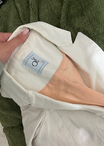 Beyaz Blazer  Fermuarlı - Görsel 2