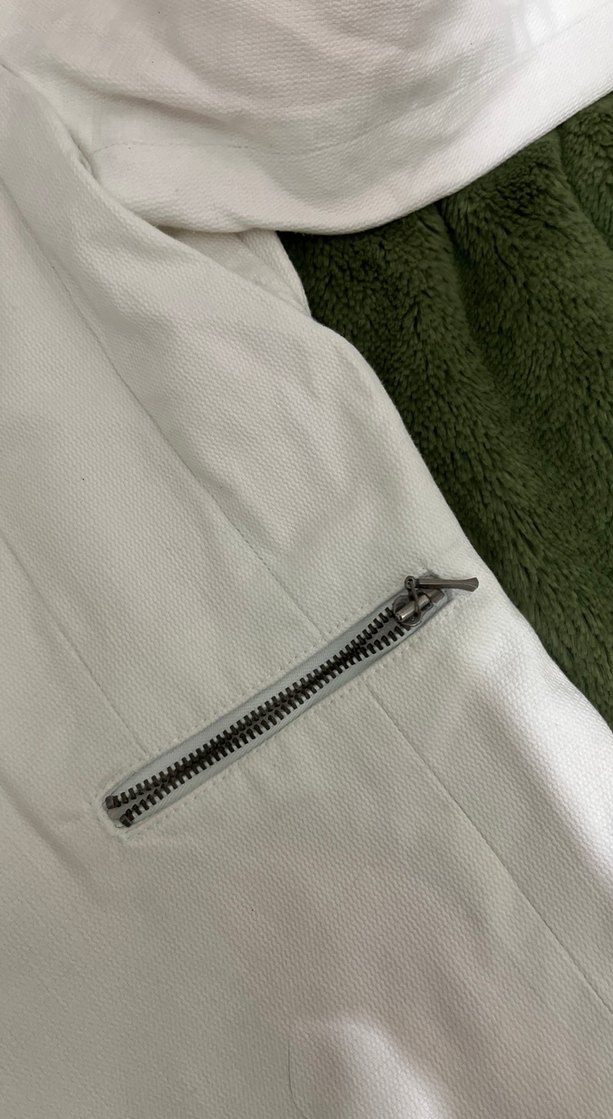 Beyaz Blazer  Fermuarlı - Görsel 4