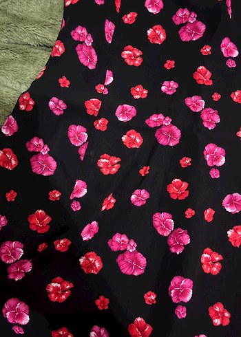 Pembe Desenli U Yaka Midi Elbise - Görsel 2