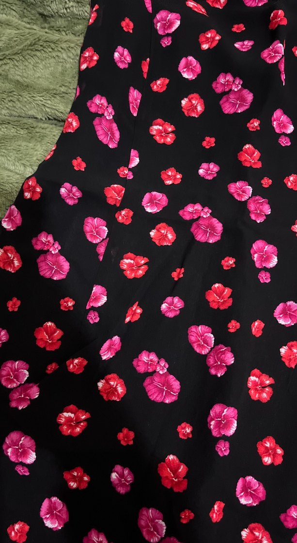 Pembe Desenli U Yaka Midi Elbise - Görsel 2