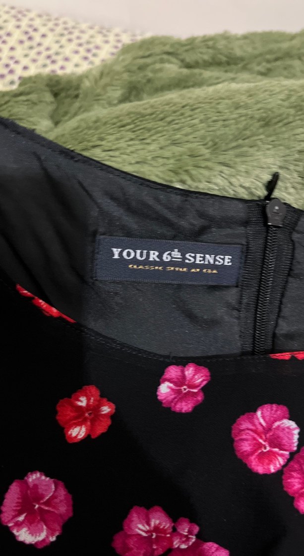 Pembe Desenli U Yaka Midi Elbise - Görsel 3