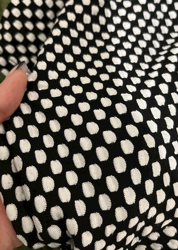 Siyah Beyaz Puantiyeli Mini Etek - Görsel 3